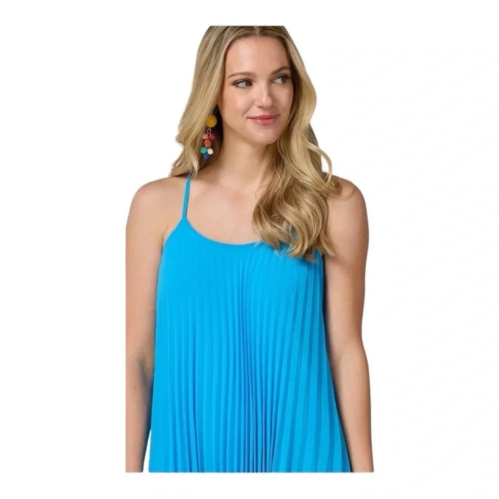 Skies Are Blue Bright Blue Pleated Ruffle Camisole Cami Lined Size XS